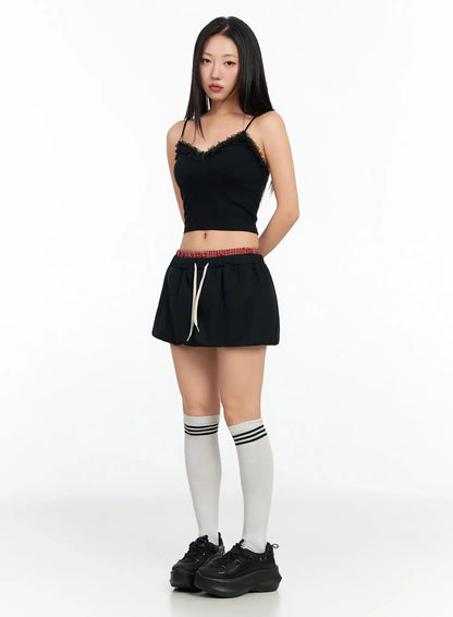 Checkered Balloon Skort CA513