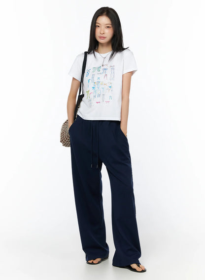 Bow Print Graphic Tee IU516