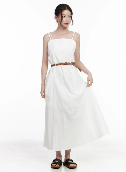 Adjustable Strap Belted Maxi Dress CA509