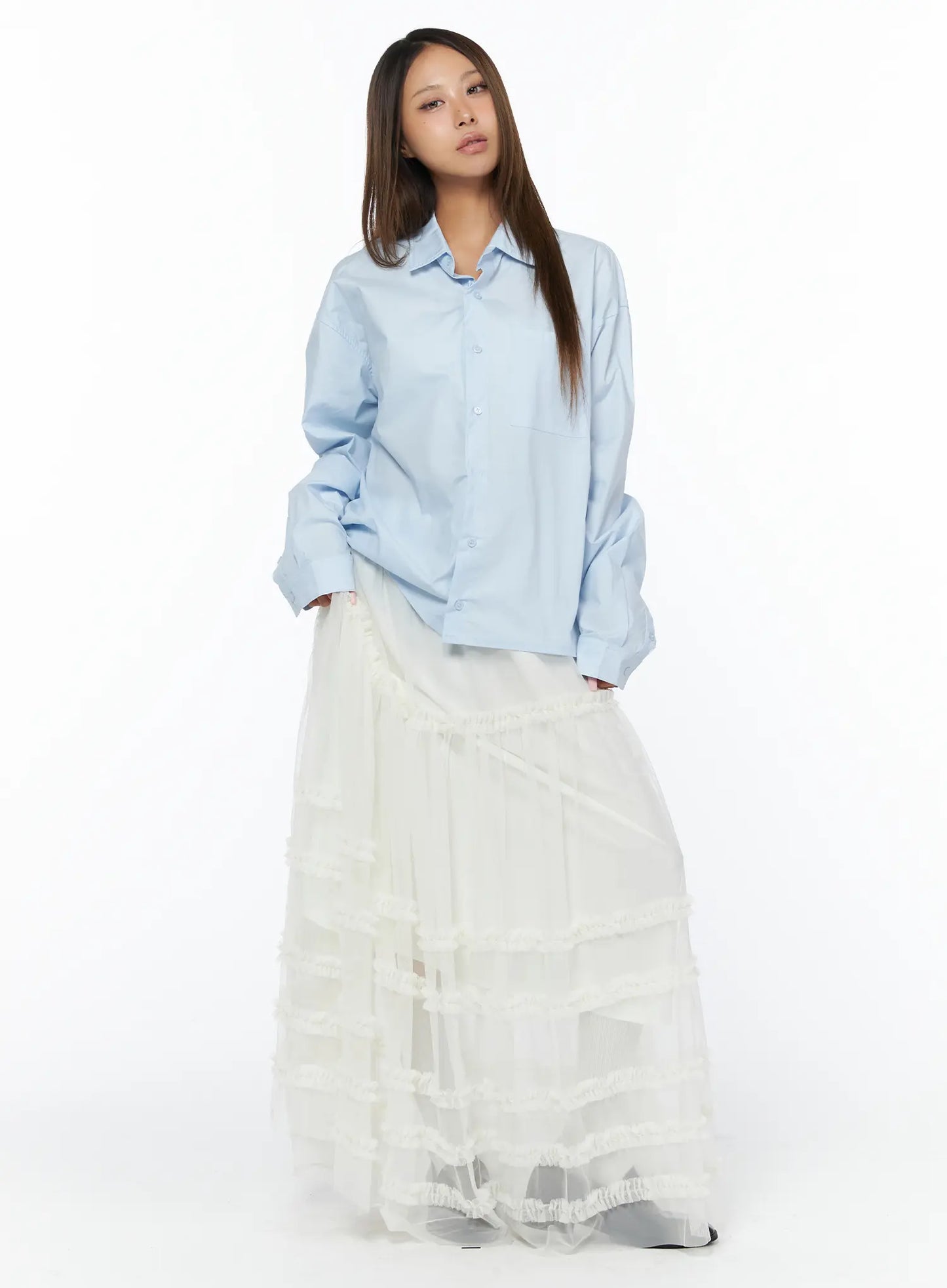 Casual Loose Fit Button-Up Shirt CA516