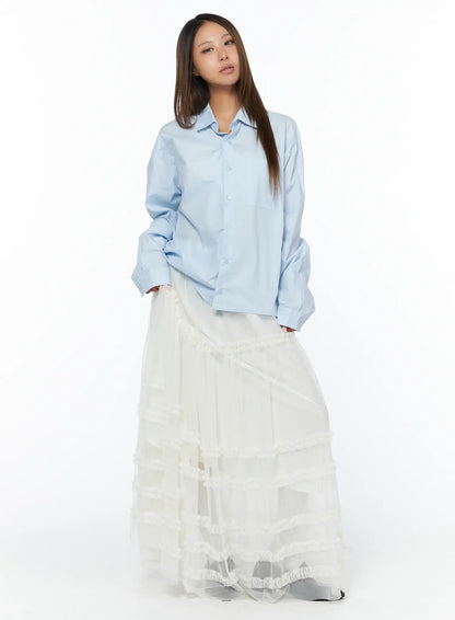 Casual Loose Fit Button-Up Shirt CA516