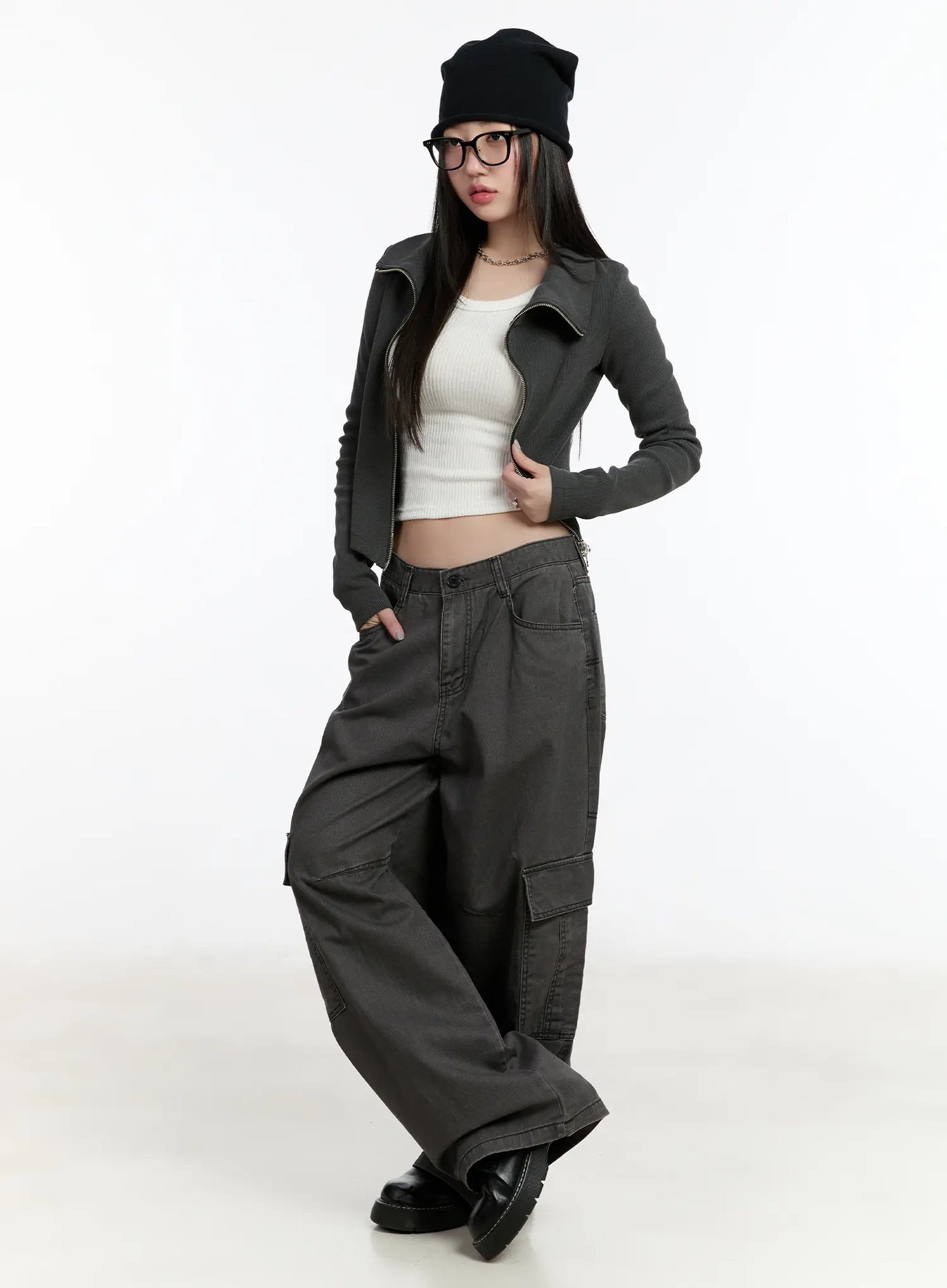 Asymmetric Zip Crop Jacket CM511
