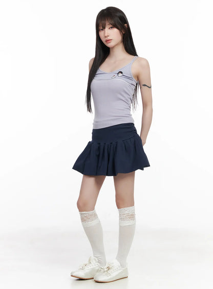Casual Ribbed Sleeveless Top With Badges CF523