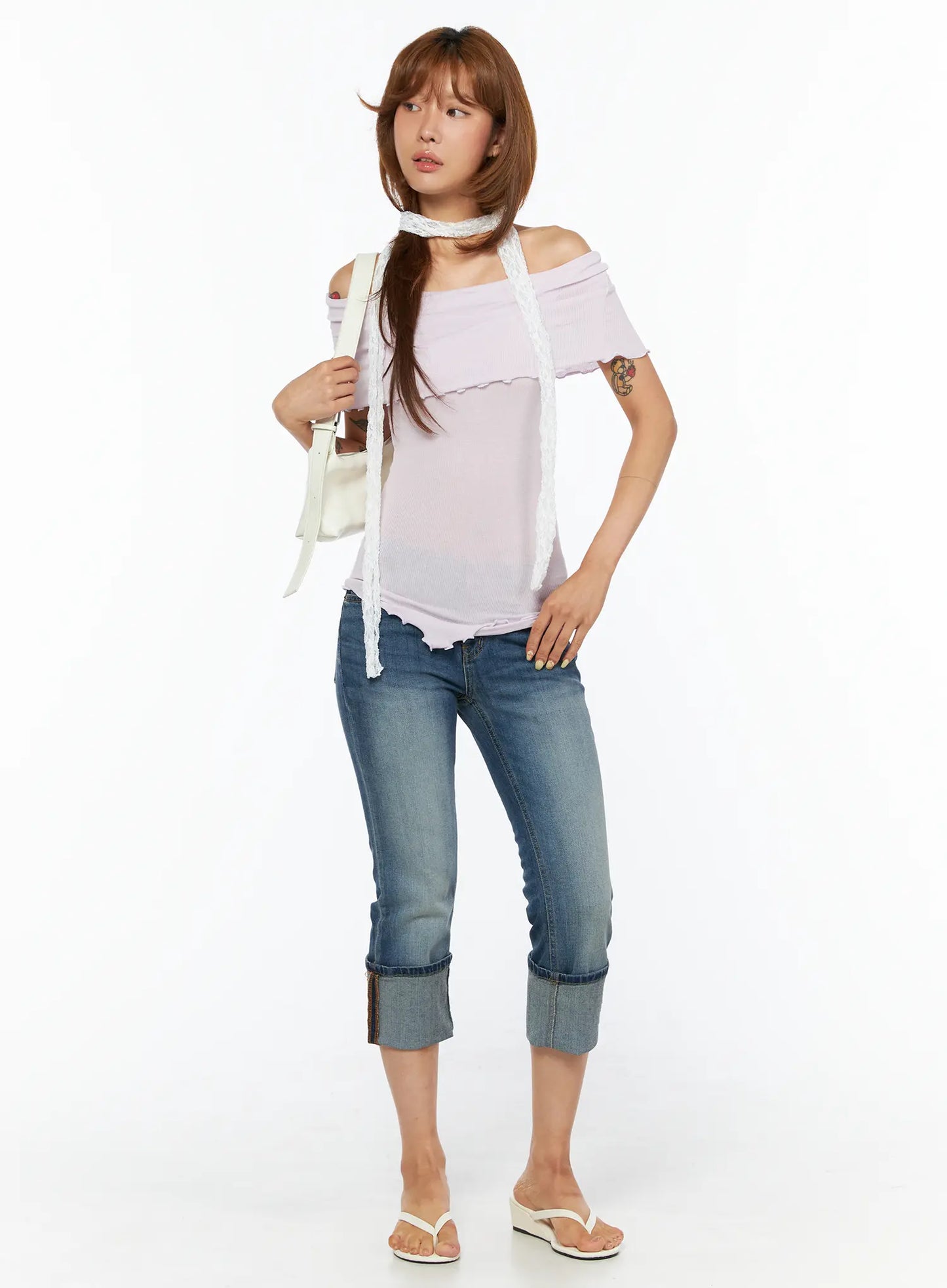 Asymmetric Off-Shoulder Tee CU517