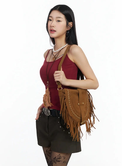 Bohemian Suede Fringe Shoulder Bag IM530