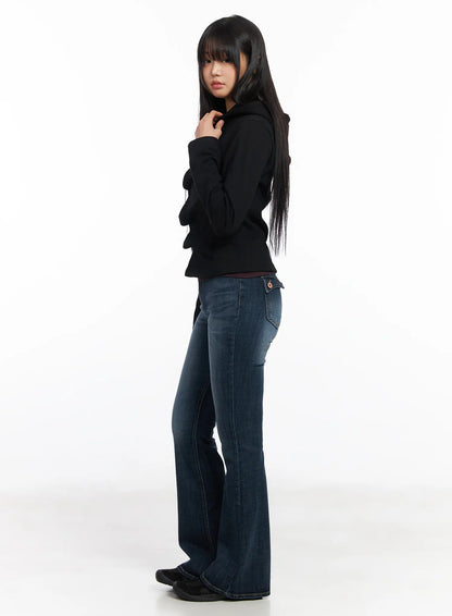Alayah Vintage Wash Flared Jeans CF506