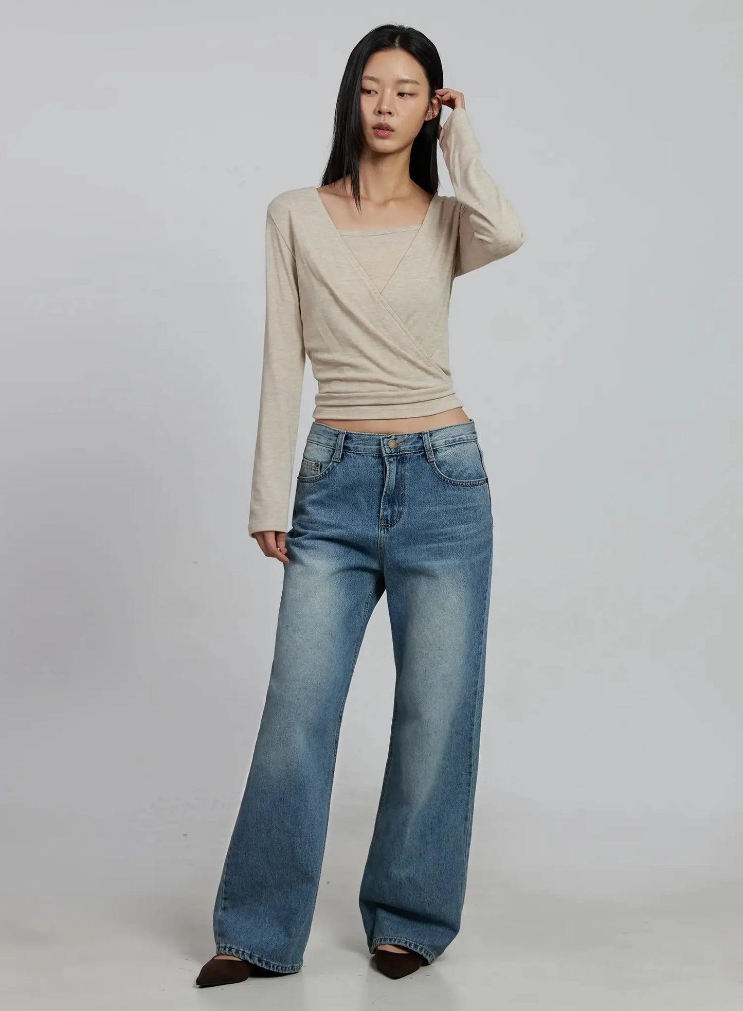 Casual Wrap V-Neck Top Set IM520