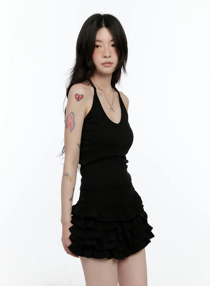 Basic U-Neck Halter Tank Top CN517