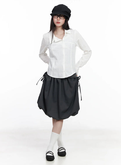 Asymmetric Plaid Long Sleeve Shirt CF523