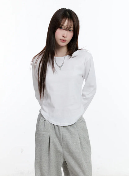 Casual U-Neck Long Sleeve Tee CN525