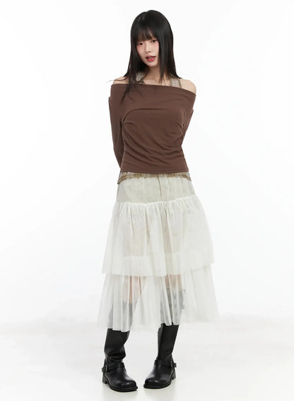 Chiffon Layered Midi Skirt IM523