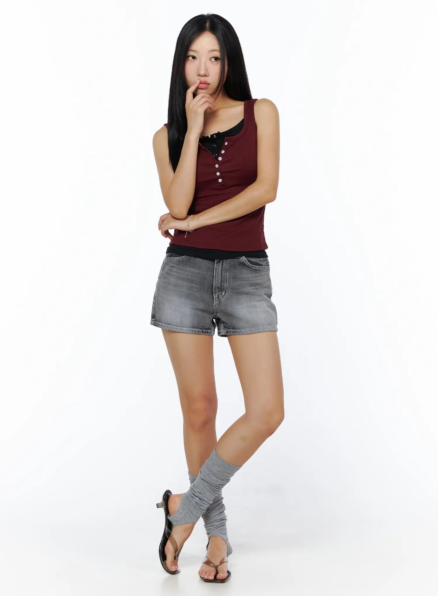 Basic Button Tank Top CU515