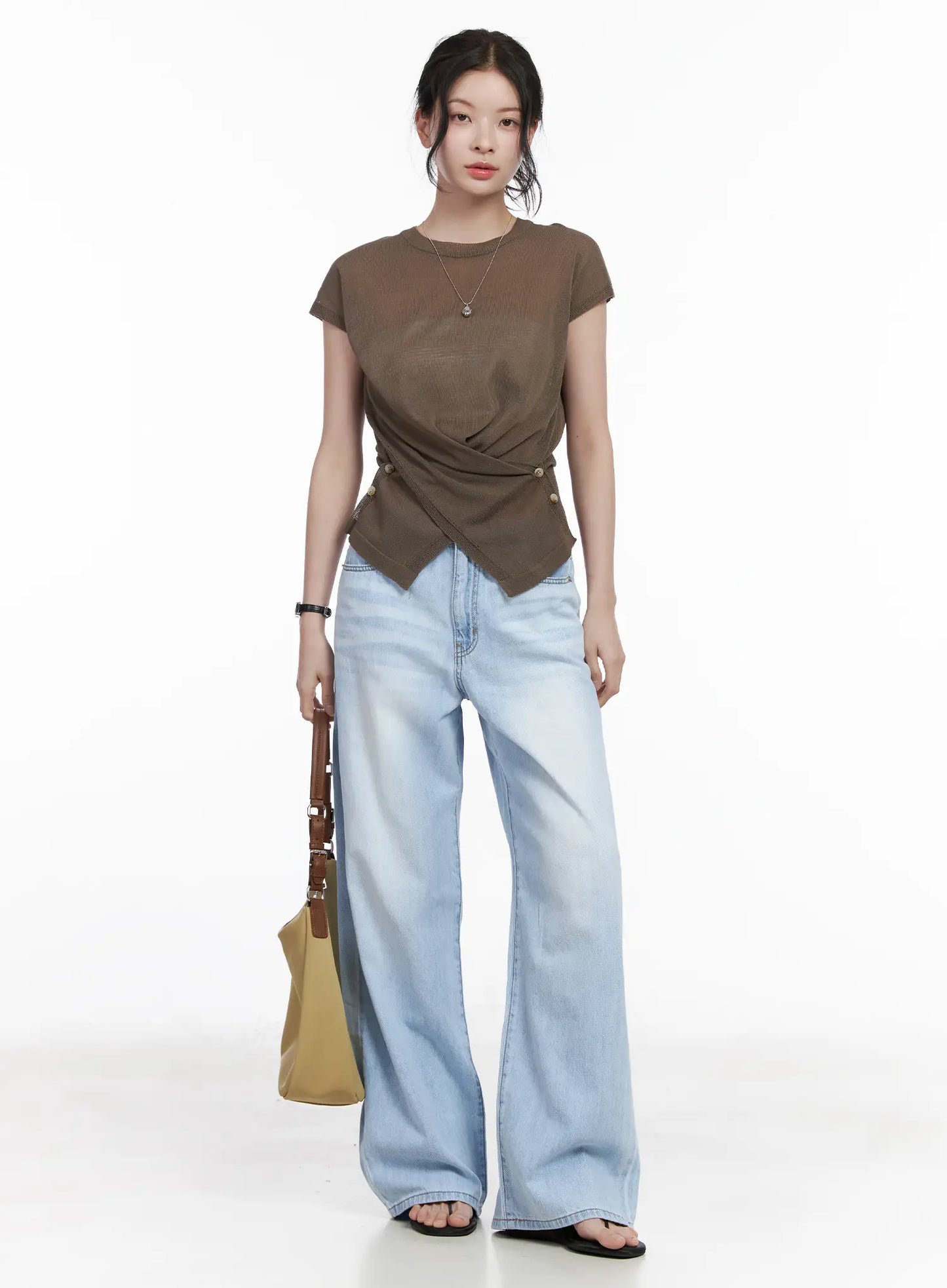 Chic Draped Short Sleeve Knit Top CA510