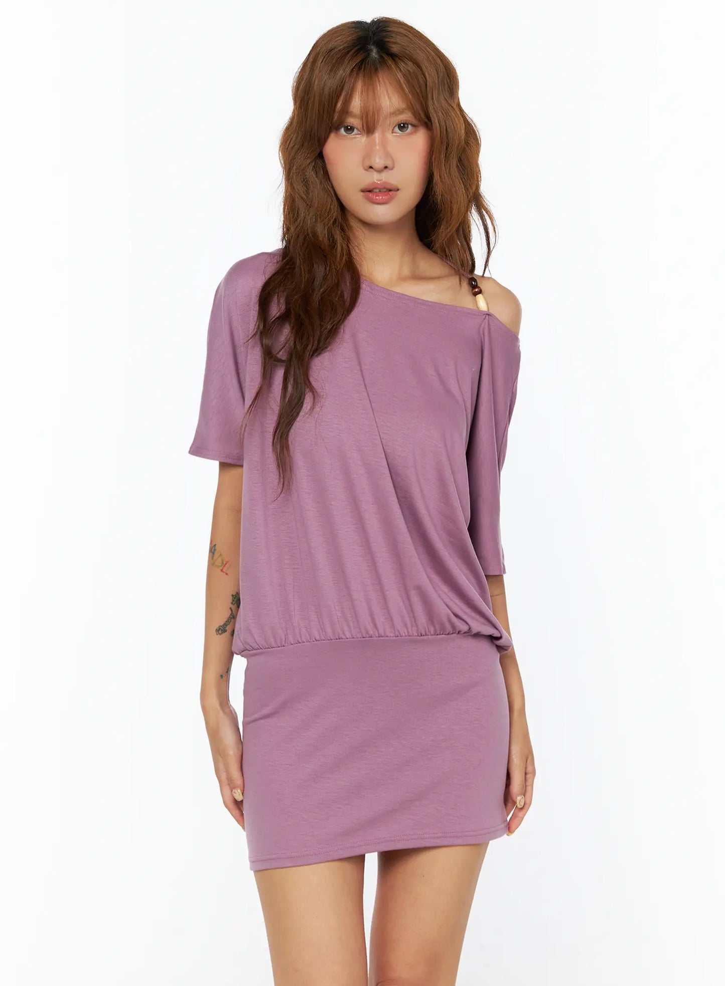 Beaded Halter Off-Shoulder Mini Dress CU518