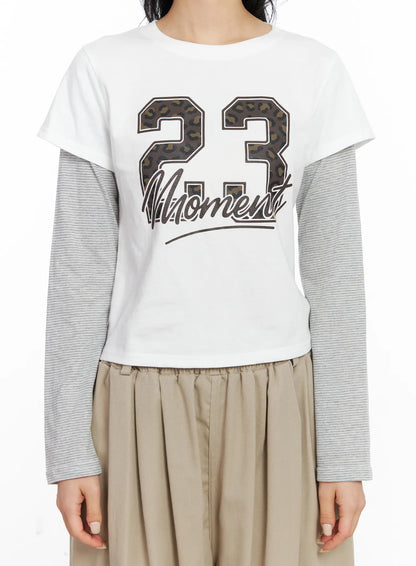 23 Graphic Layered Long Sleeve Top CJ523