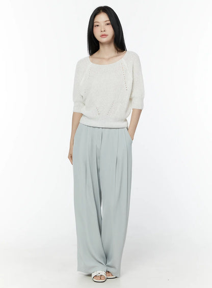 Basic High-Waist Pleated Trousers IU503