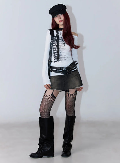 Asymmetric Graphic Long Sleeve Top CF527