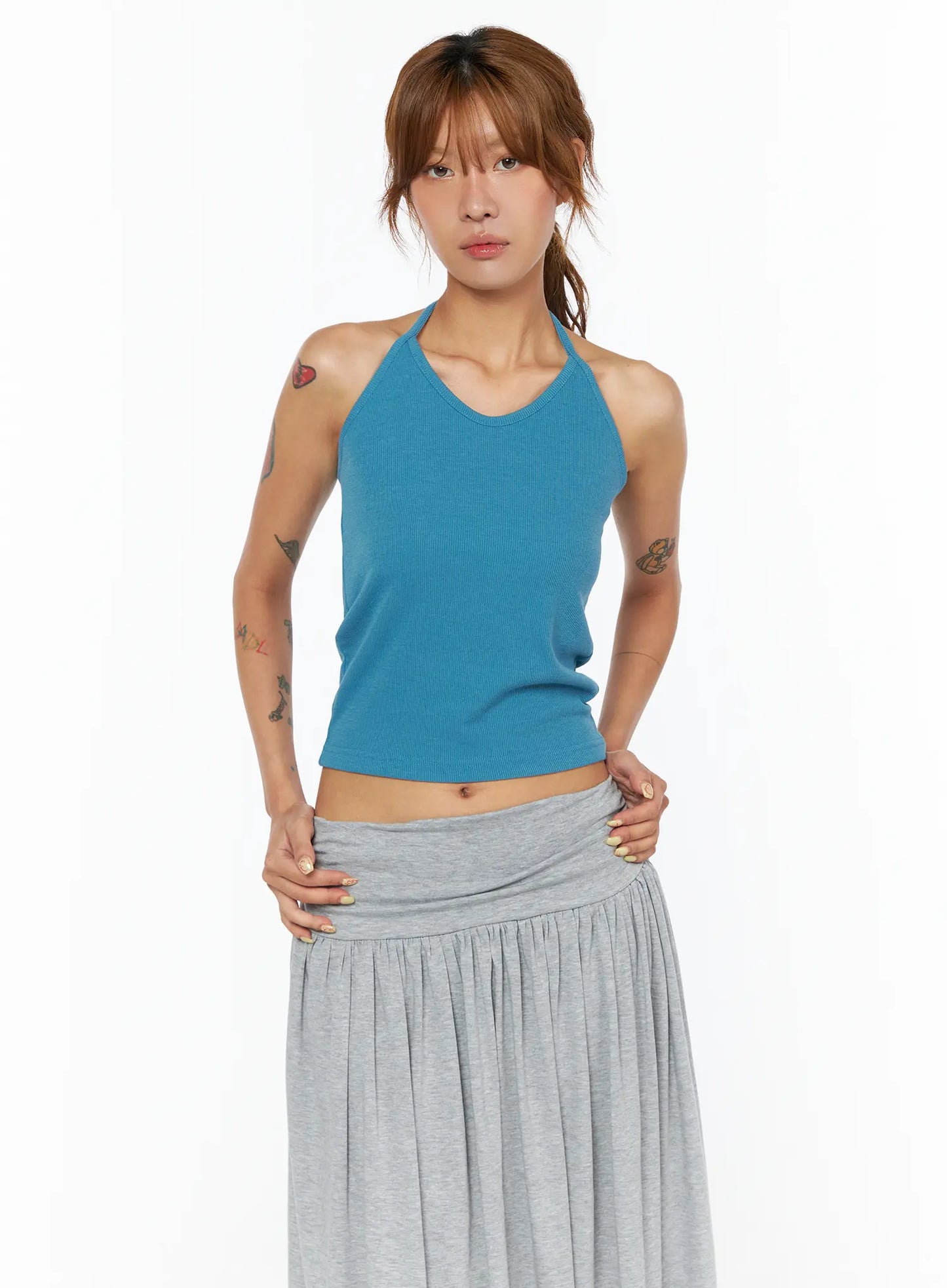 Basic Ribbed Halter Top CU518