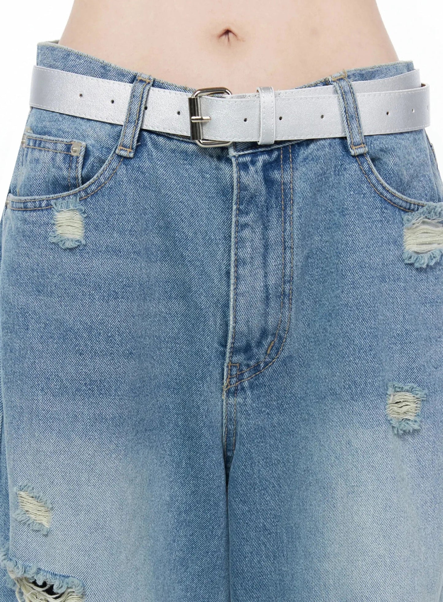 Ares Wide Leg Distressed Jeans IU512