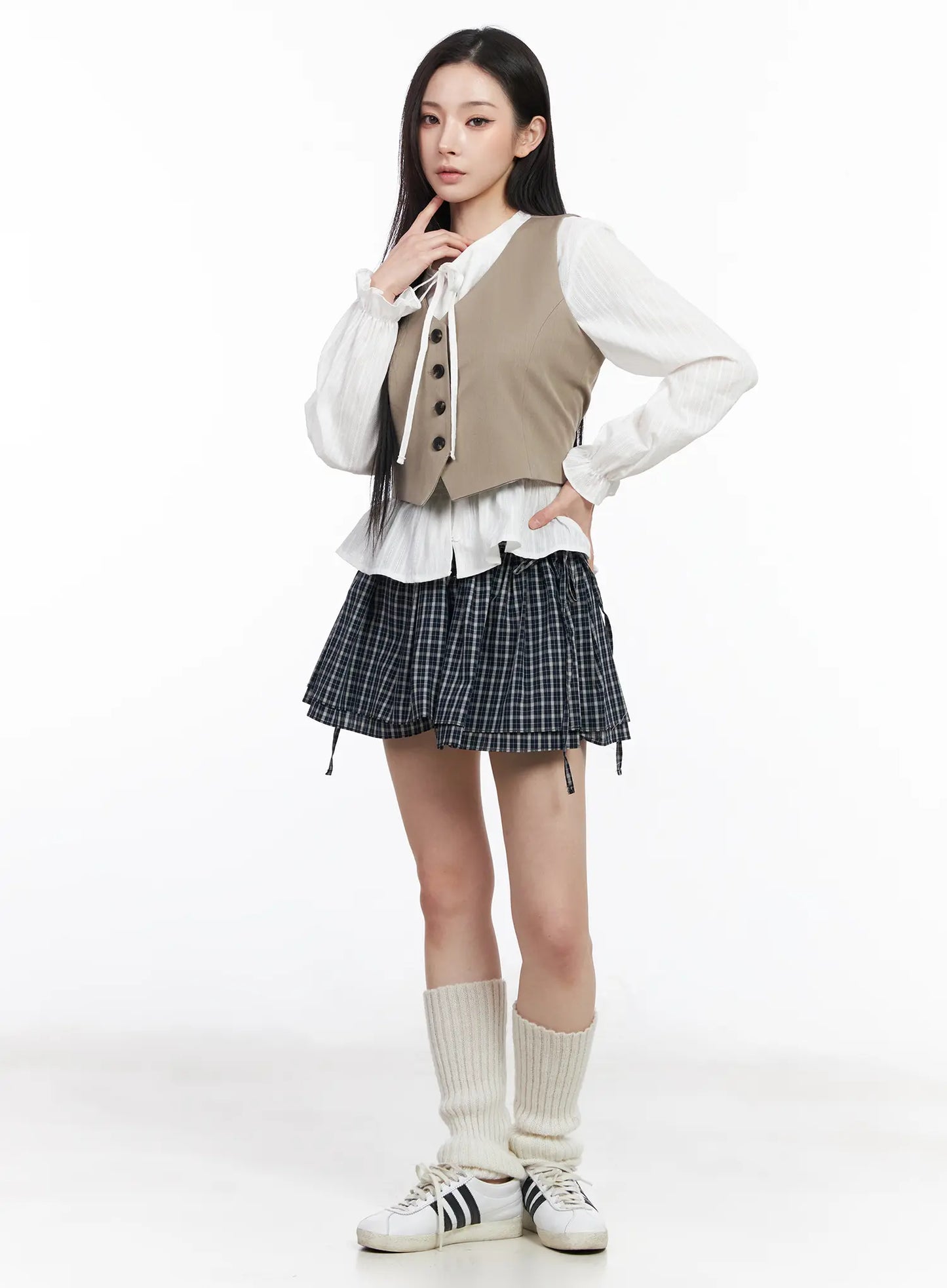 Buttoned Back Belted Crop Vest CM519