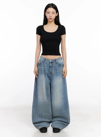 Basic Ribbed Cropped Tee IG508