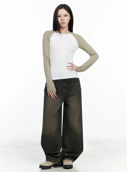 Basic Raglan Long Sleeve Top IJ528