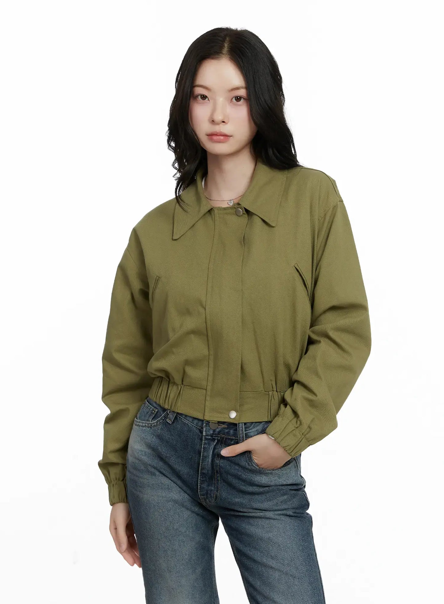 Casual Cropped Utility Jacket F502
