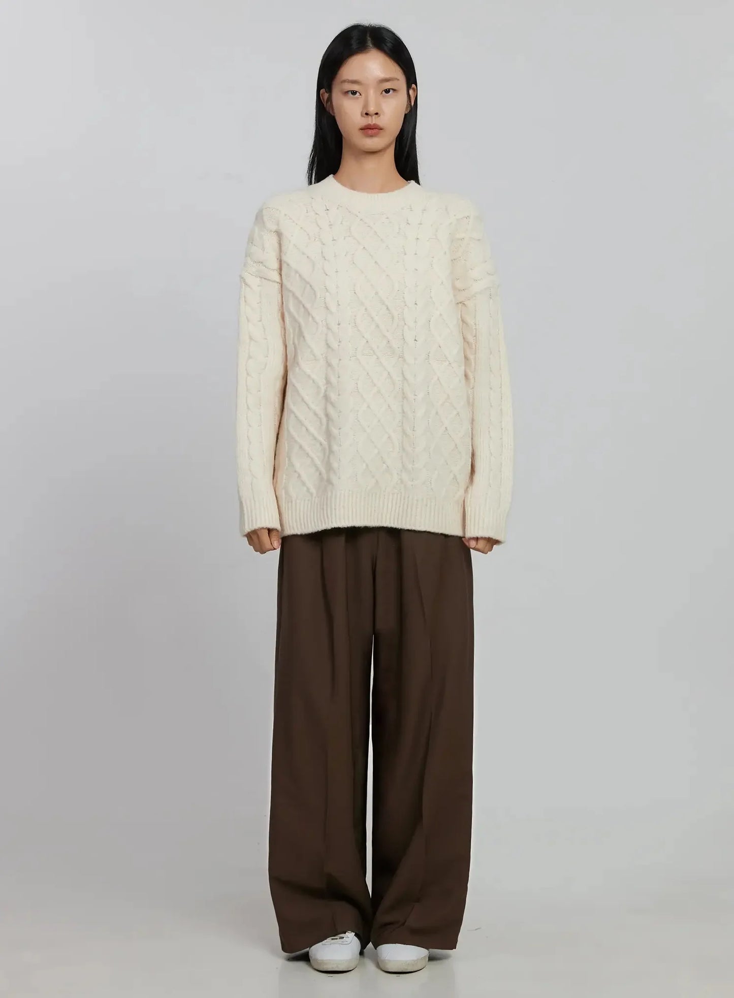 Cable Knit Crew Neck Sweater ID516