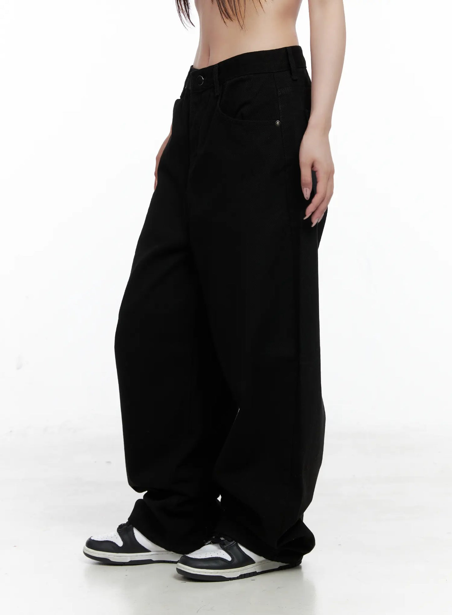 Baggy Black Graphic Cotton Pants CO521