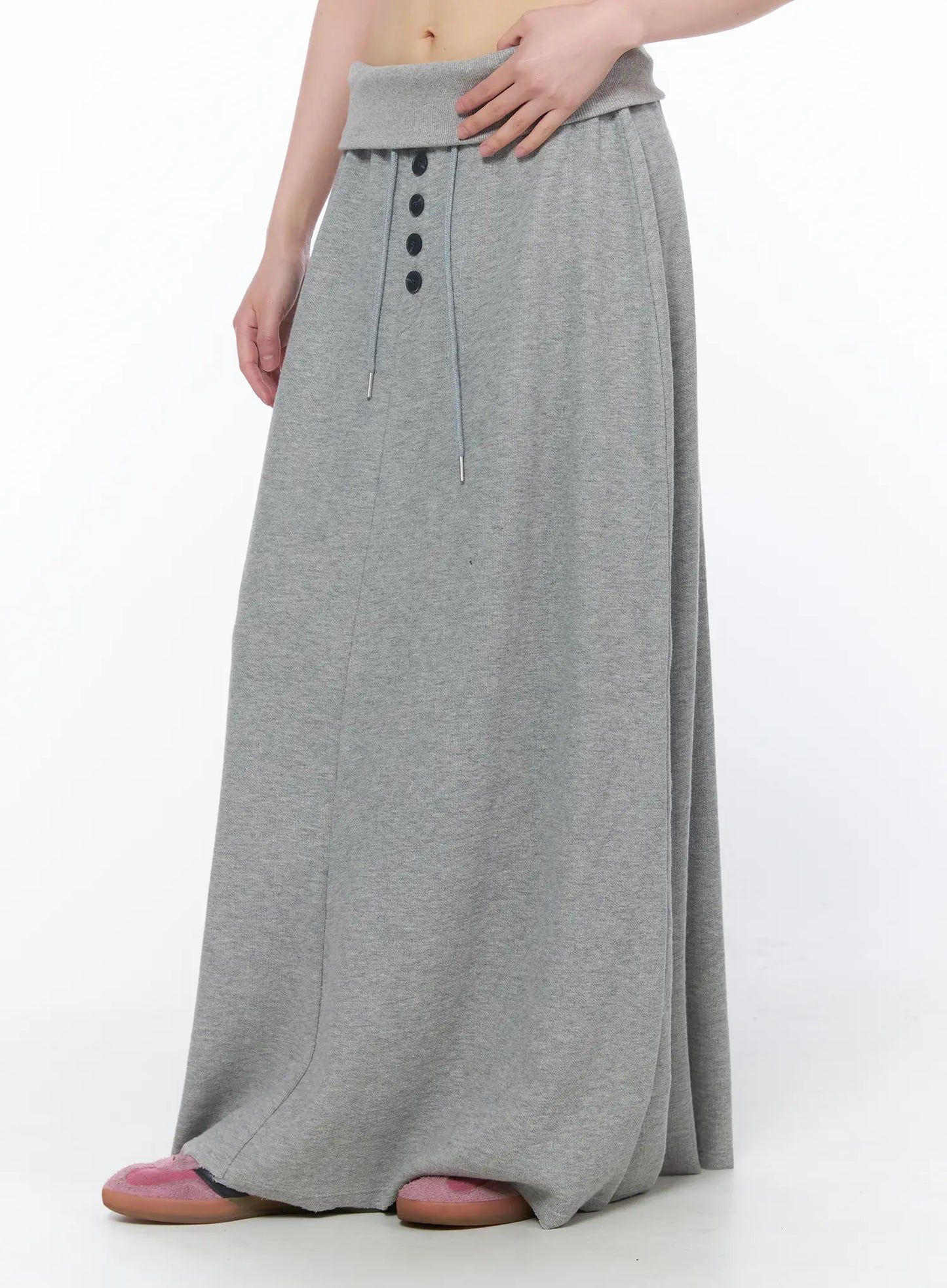 Button Foldover Maxi Skirt CA528