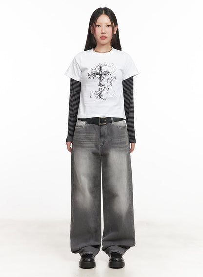 Becca Washed Straight-Leg Jeans IM524