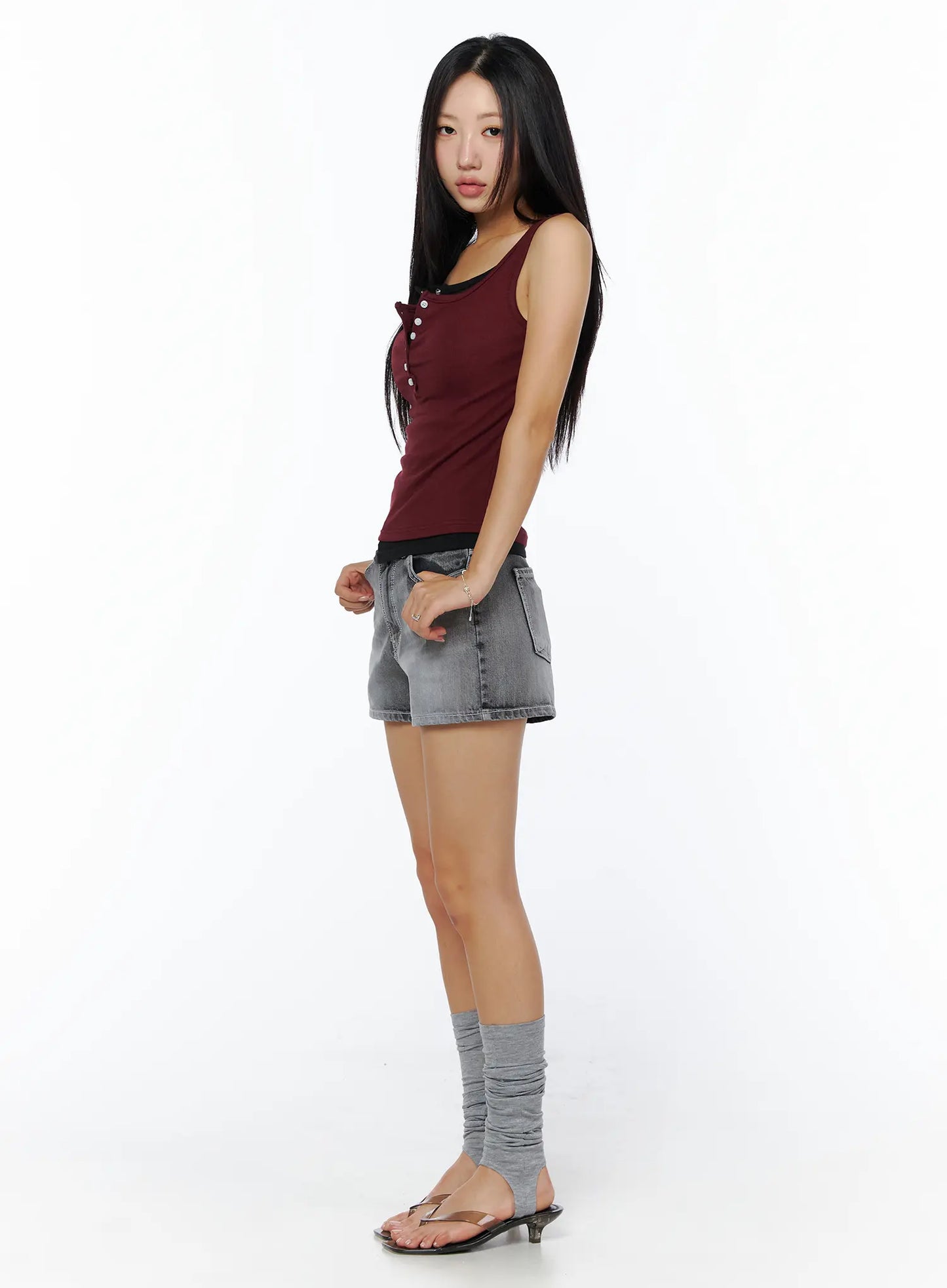 Basic Button Tank Top CU515