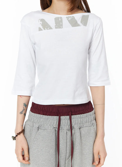 Boat Neck Graphic Tee CY528