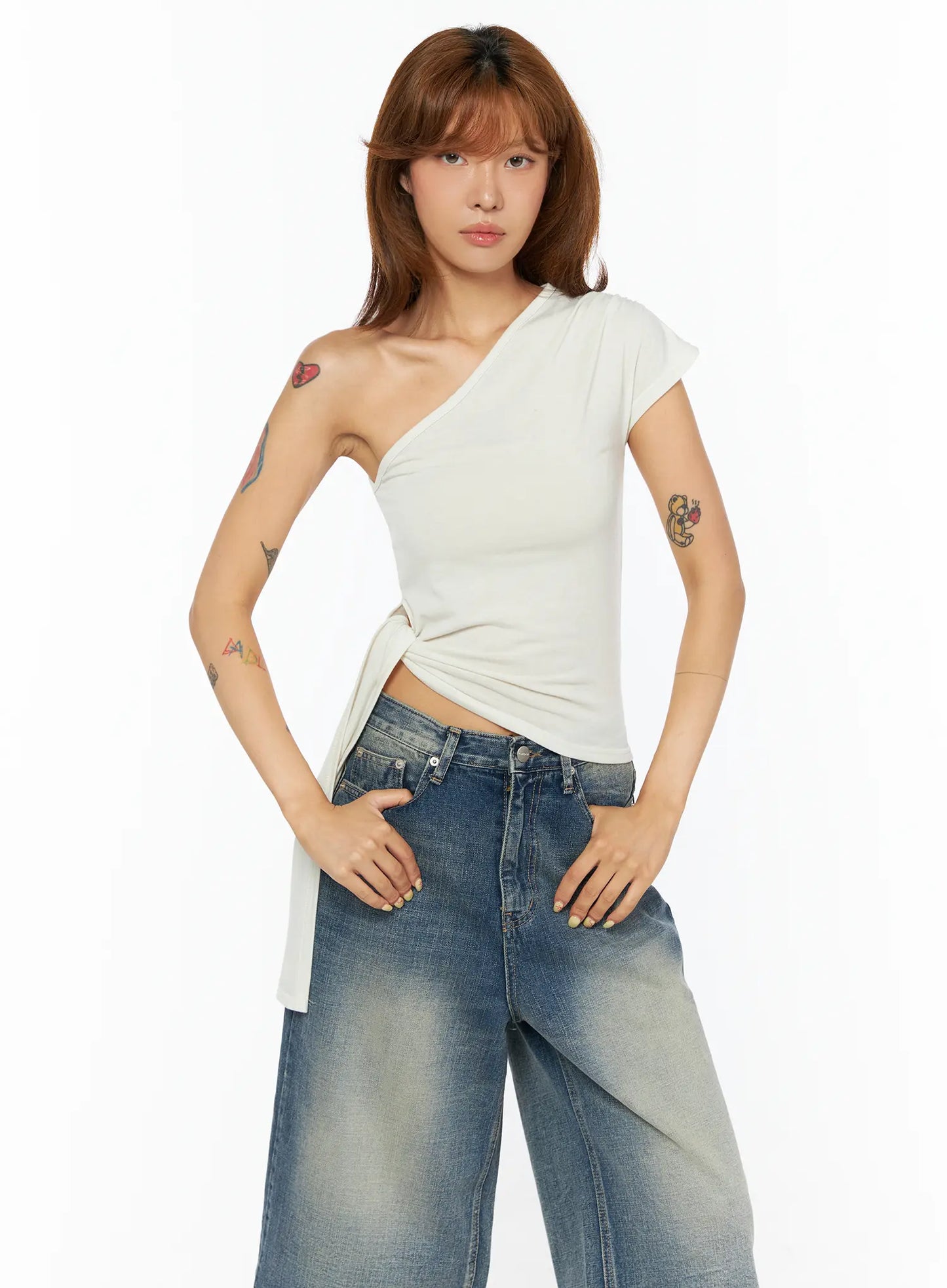 Asymmetric One-Shoulder Tie Top CU517