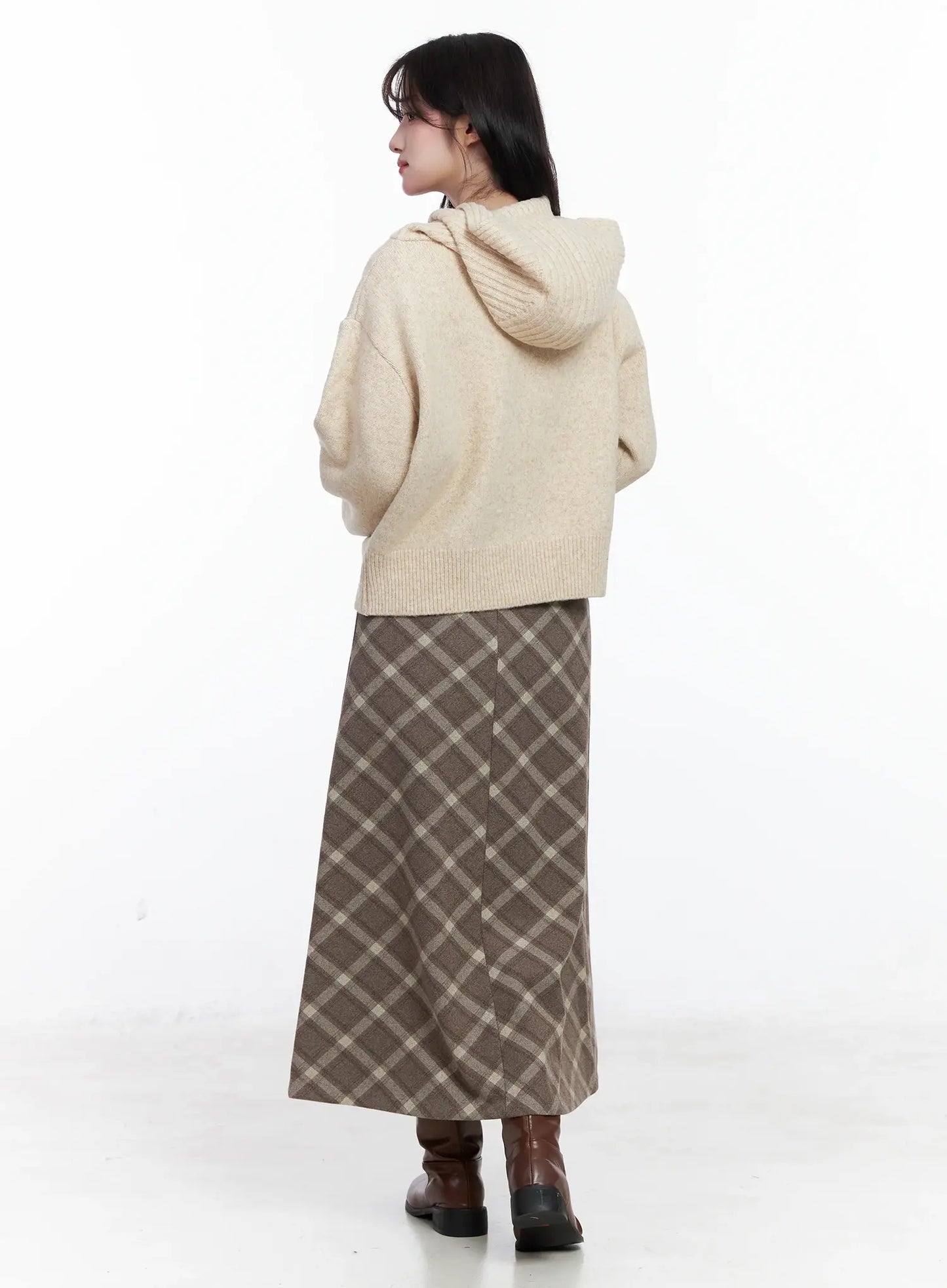 Buttoned Knit Hoodie IJ529
