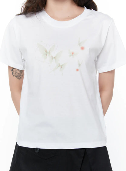 Butterfly Graphic Cropped T-Shirt CY514