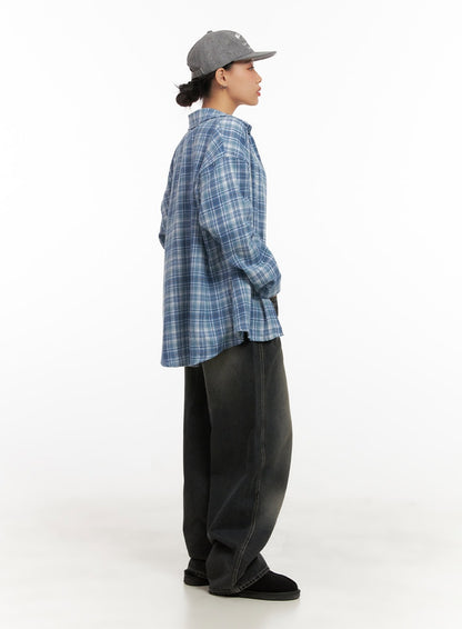 Checkered Collared Button-Up Blouse CD410