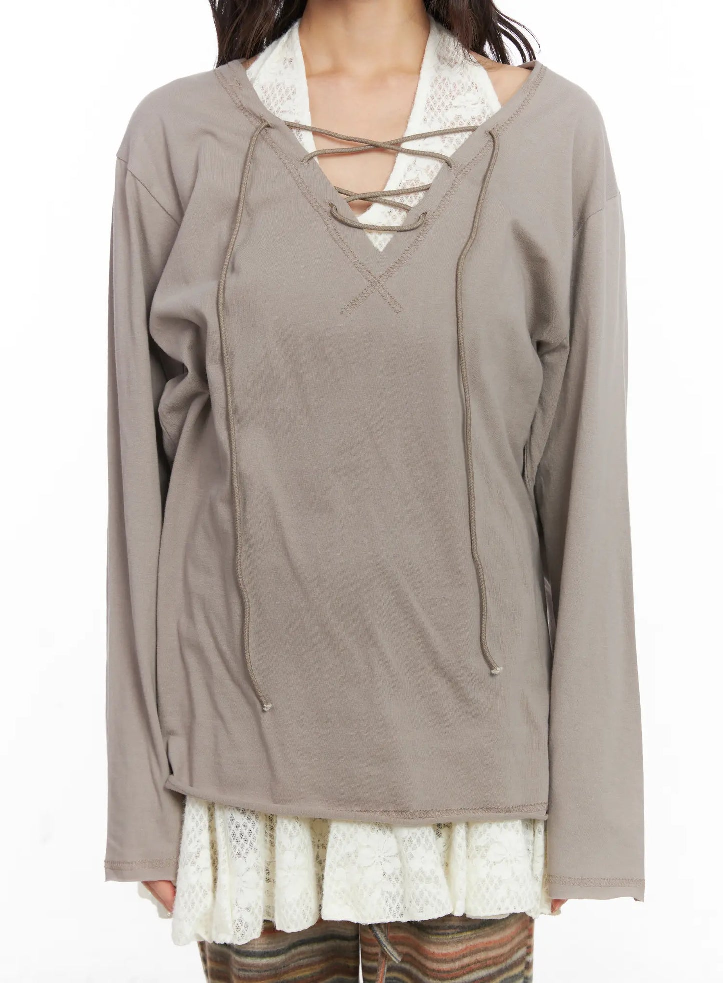 Casual Loose Fit Eyelet Tee CD531