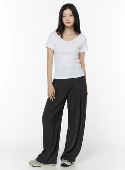 Casual V-Neck Cotton Tee IU503