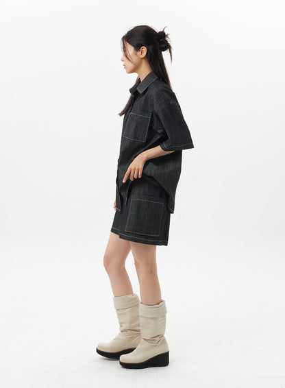 Cargo Denim Shorts OU326