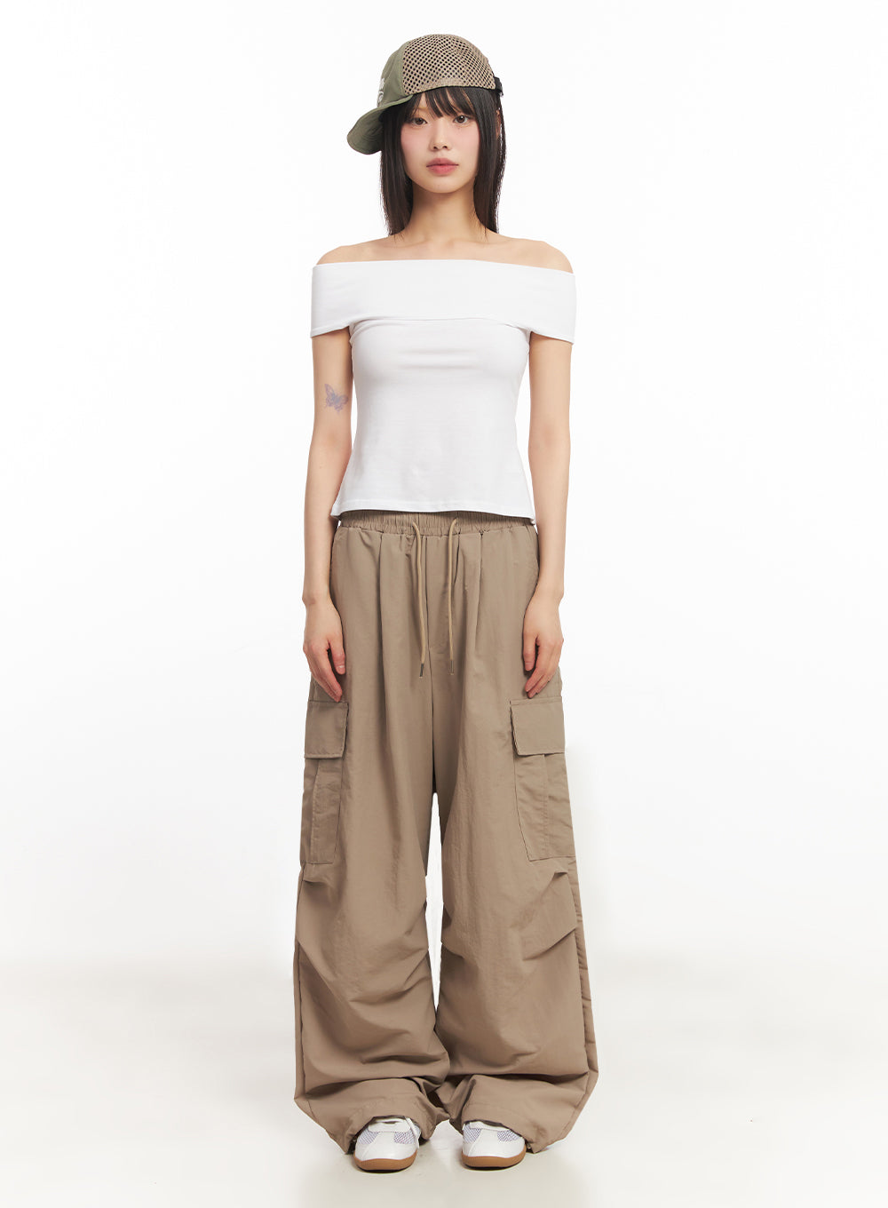 Cargo Wide-Leg Windbreaker Pants IY502