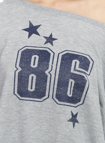 86 Sporty Off-Shoulder Sweatshirt IM530