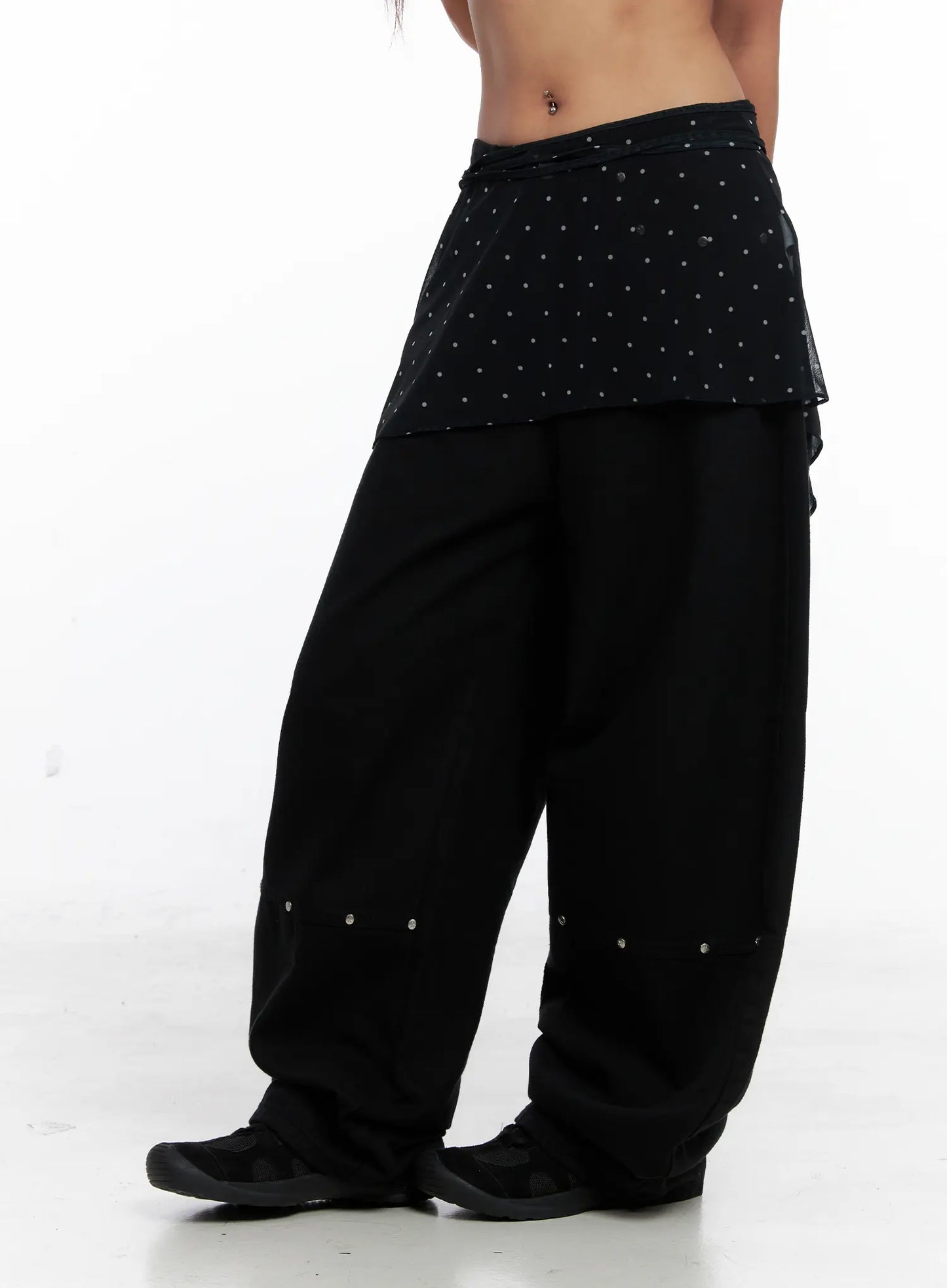 Asymmetric Polka Dot Mesh Wrap Mini Skirt CS524