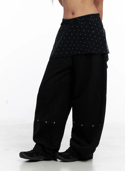 Asymmetric Polka Dot Mesh Wrap Mini Skirt CS524