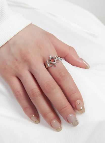 Centered Red Cubic Ring CF525