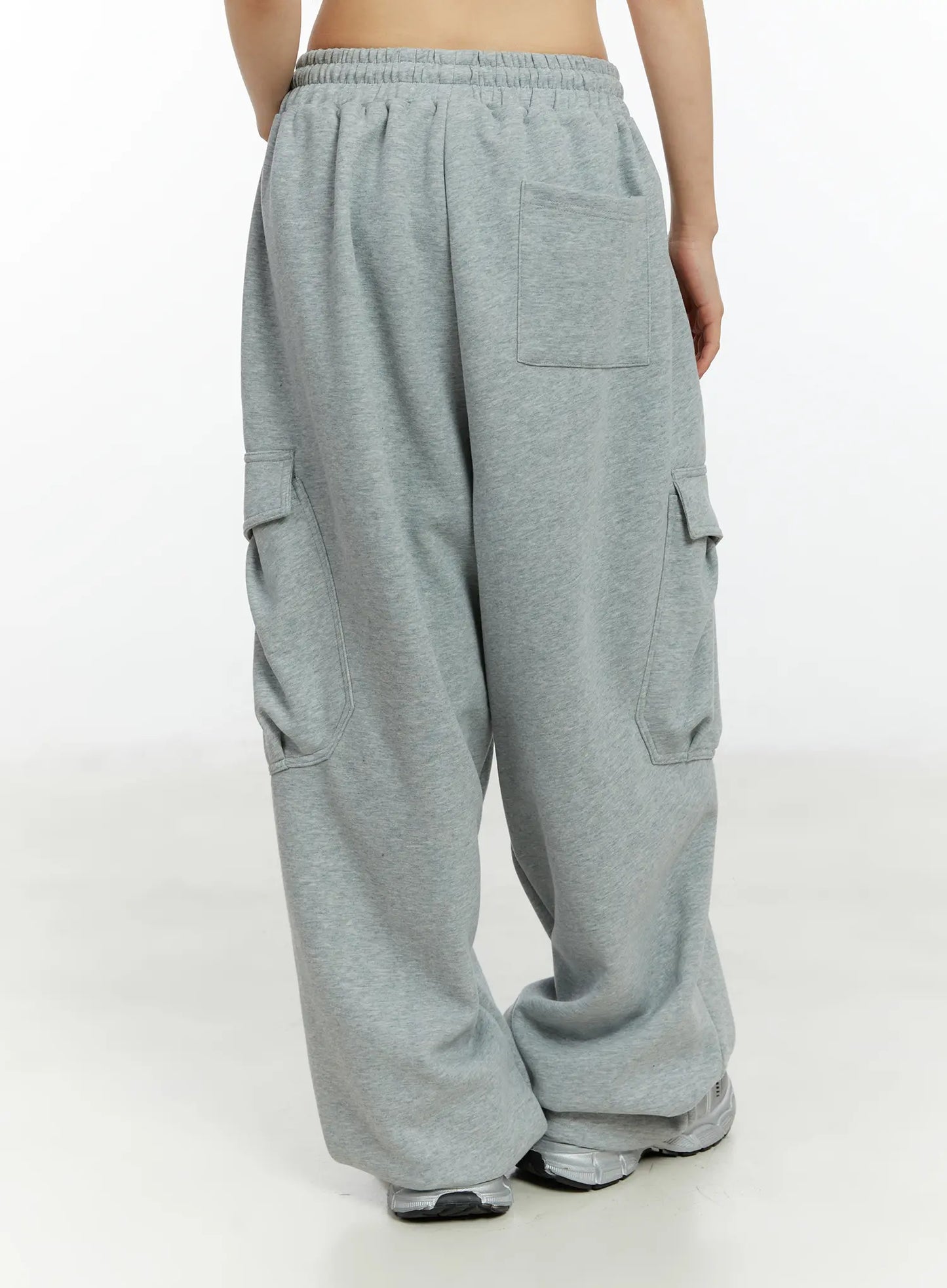 Button Wide Leg Cargo Sweatpants CF509