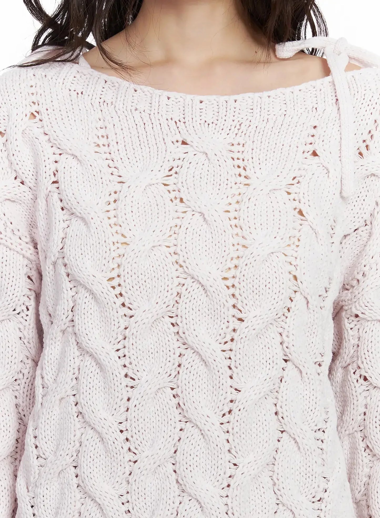 Boat Neck Cable Knit Top IF505