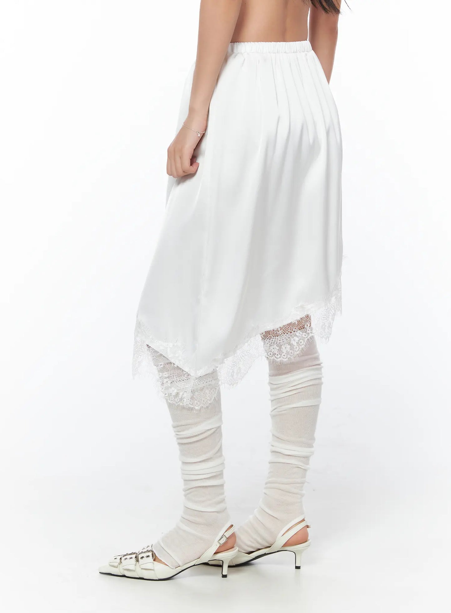 Asymmetrical Lace Midi Skirt CY512