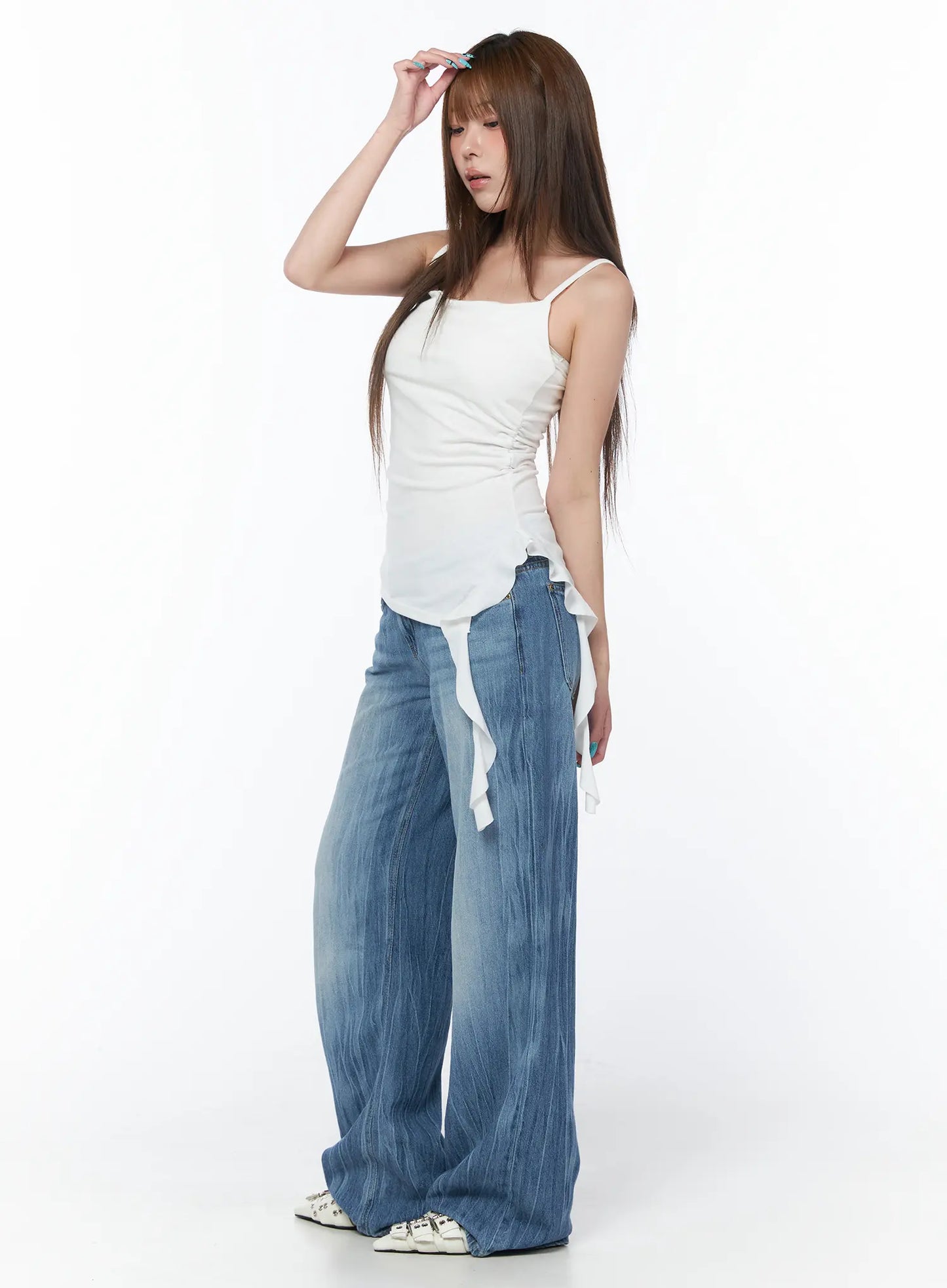 Asymmetrical Ruched Sleeveless Top CY529