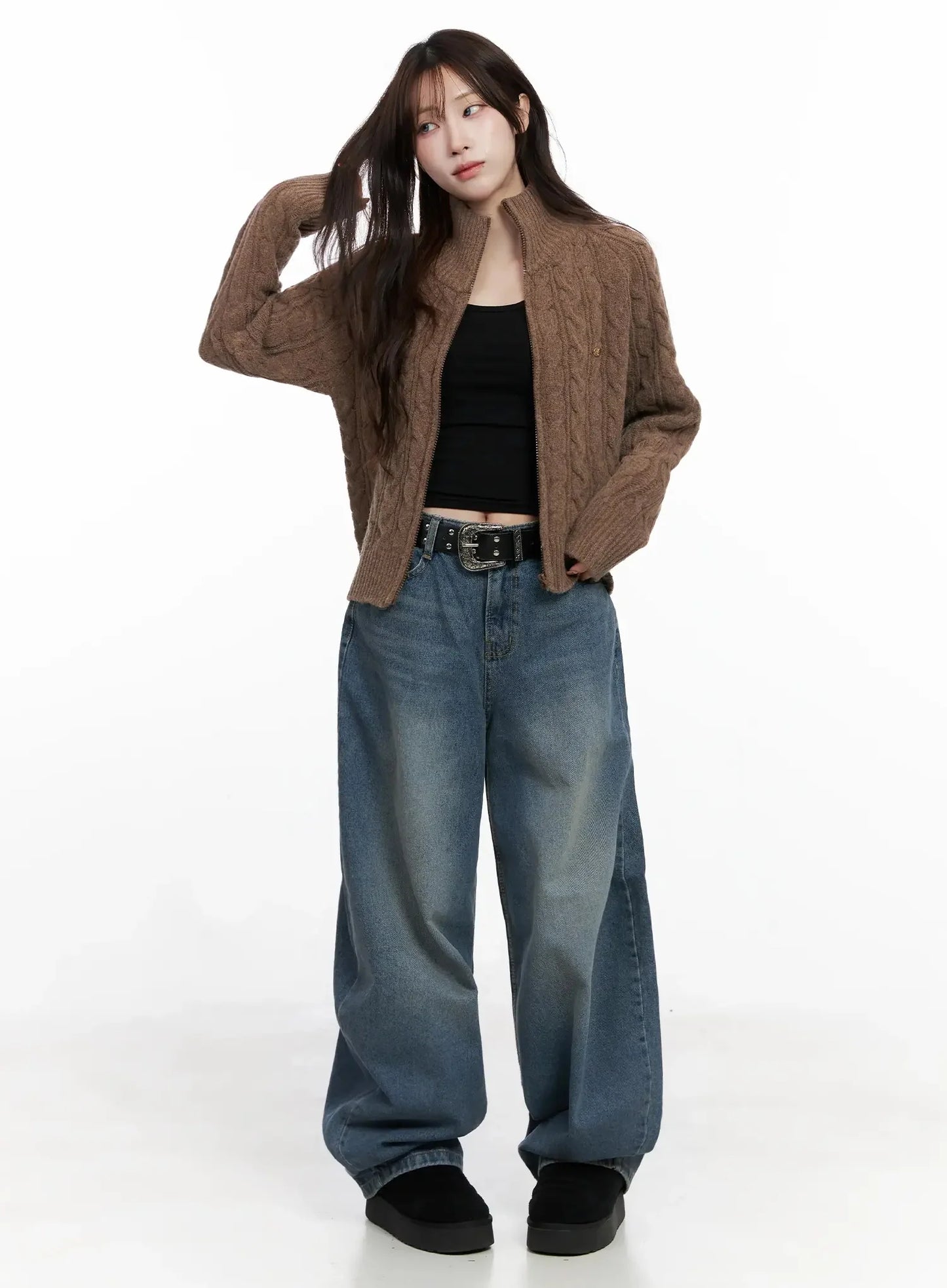 Cable Knit Zip-Up Jacket IN525